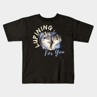 Lupining for you back design with light text with wolf couple (MD23QU001d) Kids T-Shirt